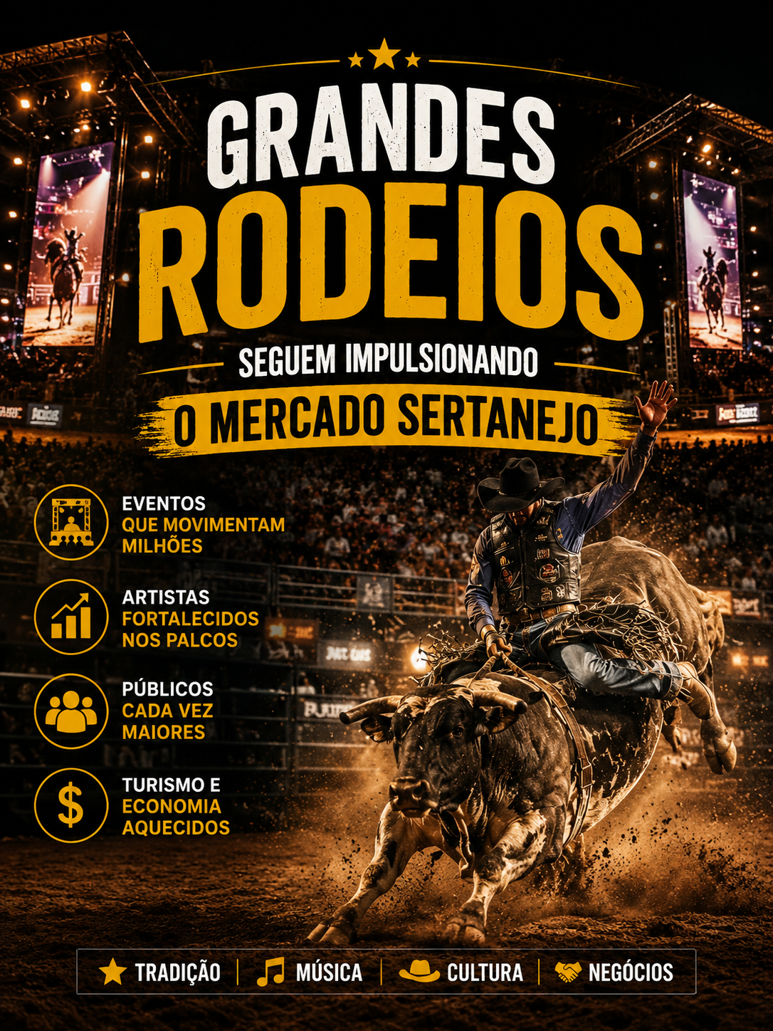 Grandes rodeios seguem impulsionando o mercado sertanejo em 2026